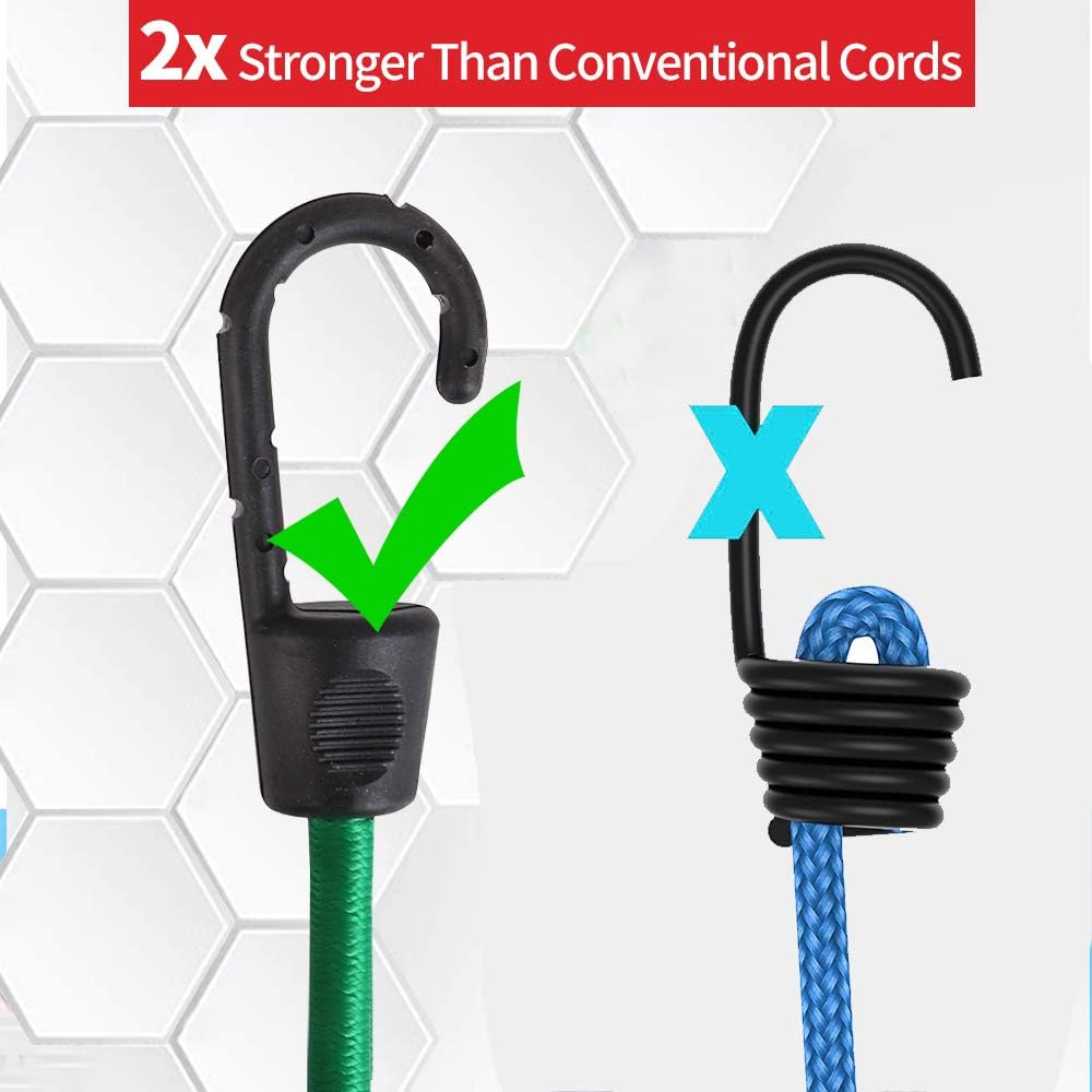 XSTRAP STANDARD 20 Pieces Premium Bungee Cords Assortment - includes 20”, 24”, 30”, 35”, 40” Bungee Cords with Hooks