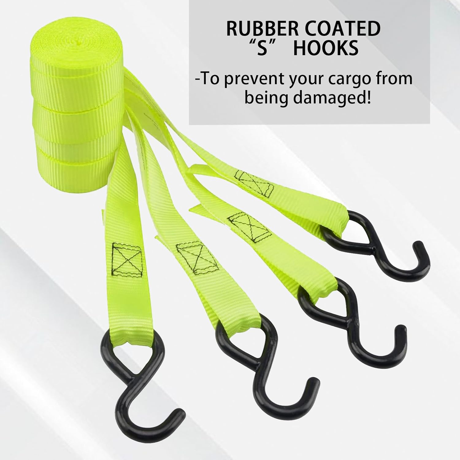 XSTRAP STANDARD Ratchet Tie Down Straps 4Pk 10Ft 300Lbs Load Cap- 900Lbs Break Strength-Cargo Straps for Moving Appliances, Motorcycle (Neon Green/Blue Random)