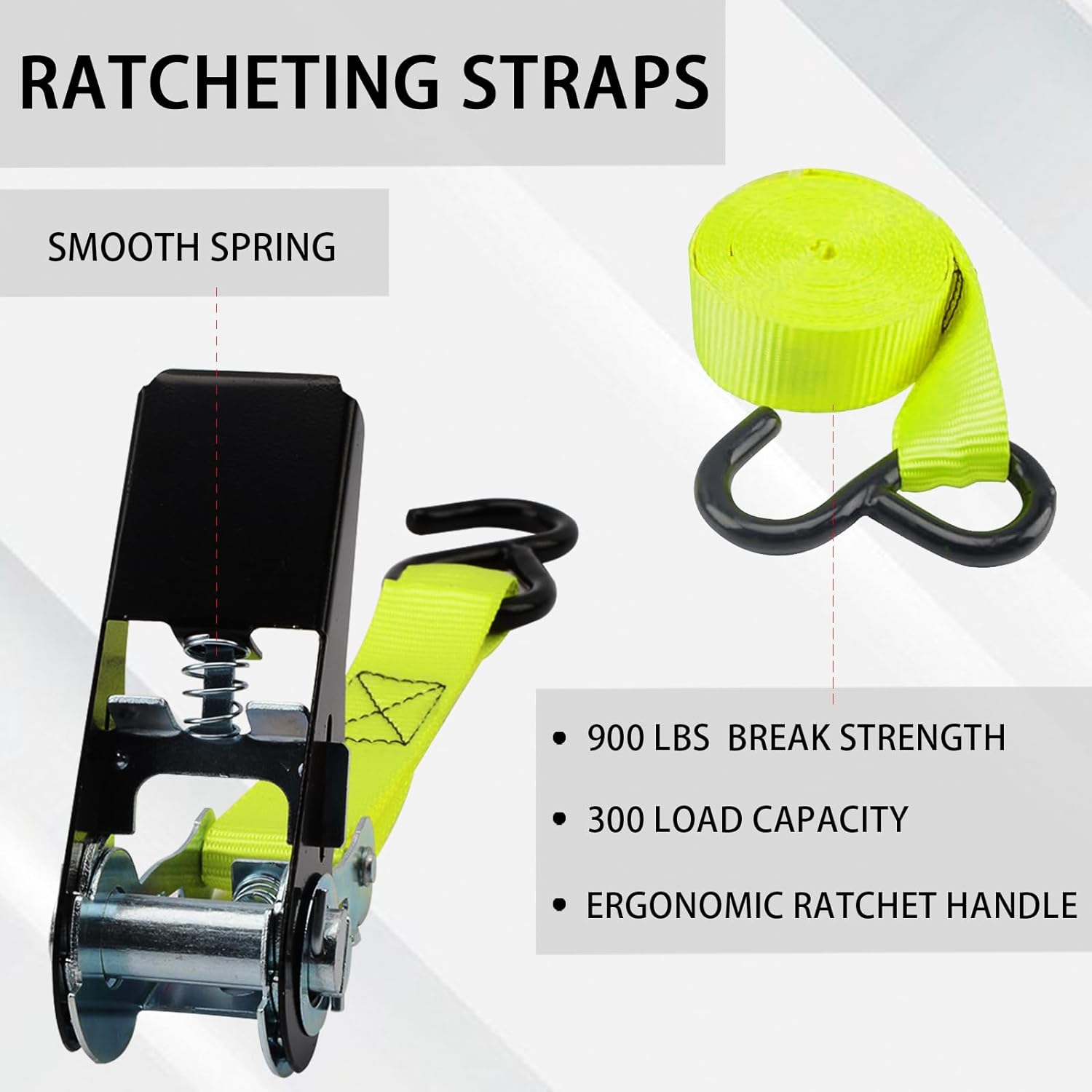 XSTRAP STANDARD Ratchet Tie Down Straps 4Pk 10Ft 300Lbs Load Cap- 900Lbs Break Strength-Cargo Straps for Moving Appliances, Motorcycle (Neon Green/Blue Random)