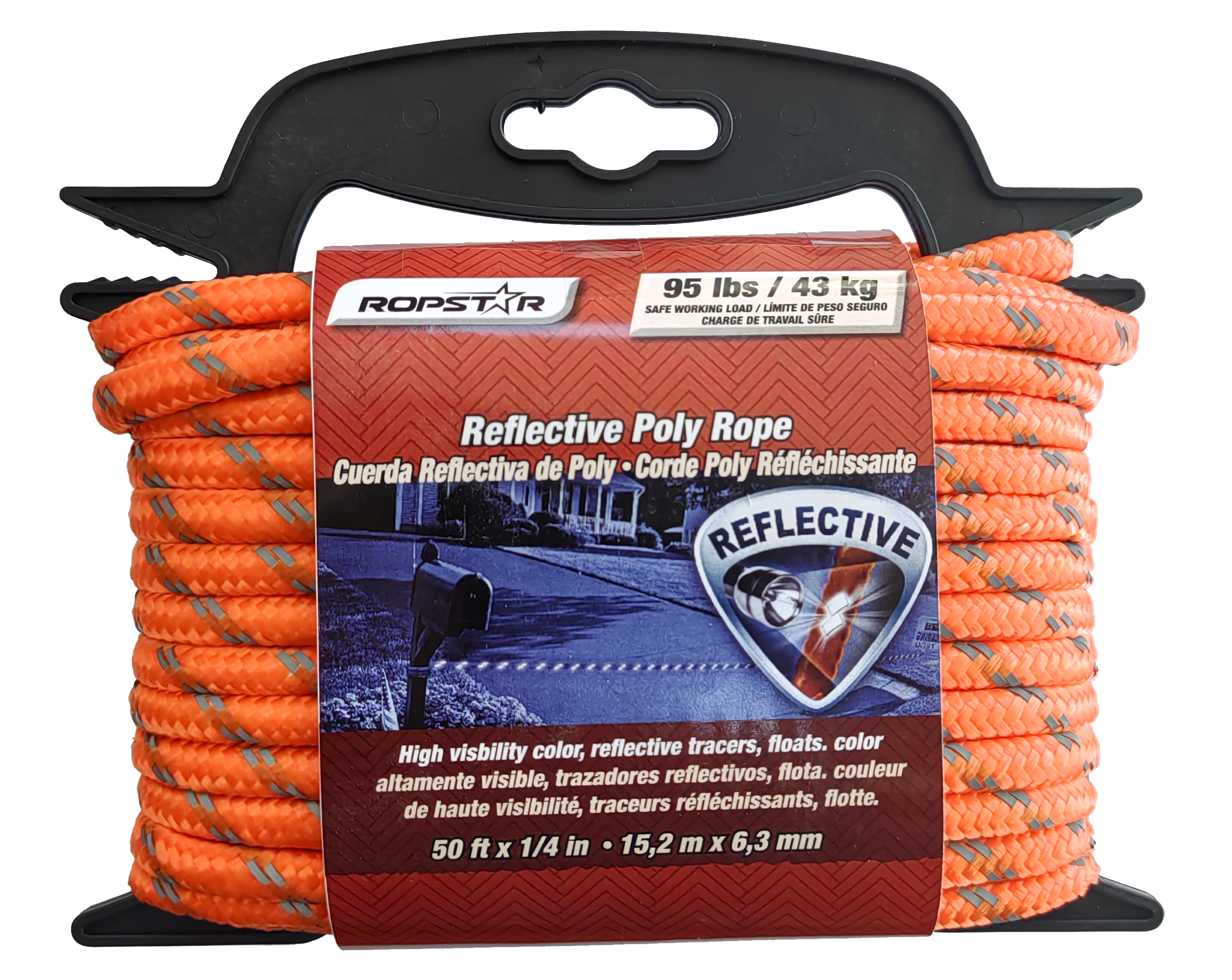 Ropstar  Ropes  Cords made of textile fibers  Reflective Polypropylene Rope – Durable, Waterproof Utility Cord for Boating, Camping, and Outdoor Activities – Available in Multiple Sizes and Colors